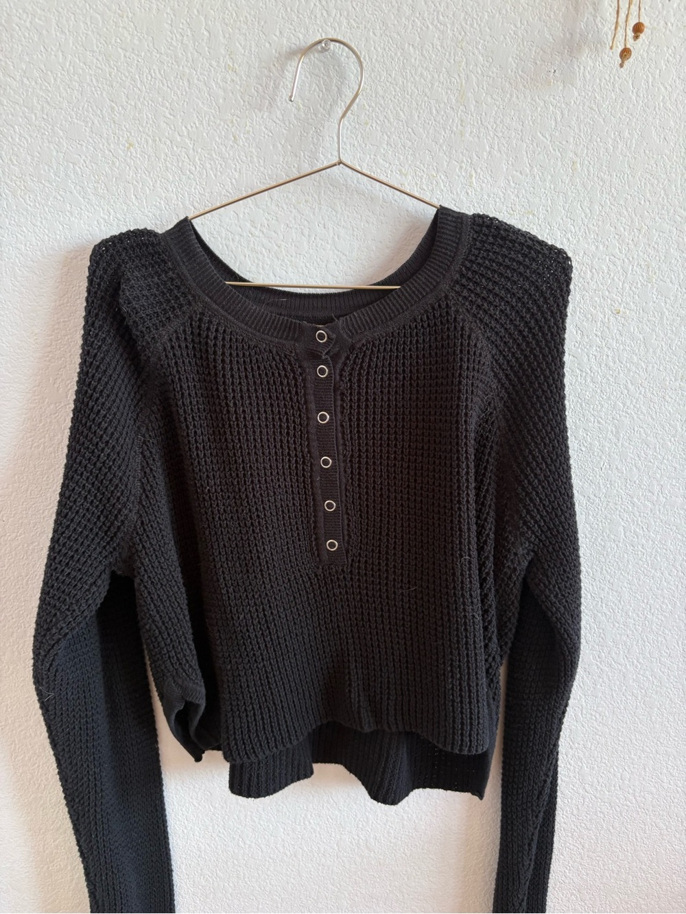 PacSun Black Waffle Henley Sweater